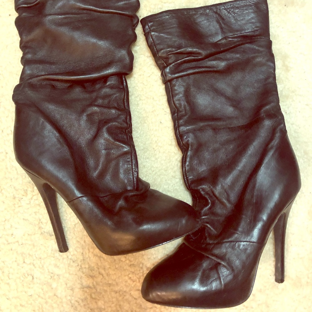 Black leather boots